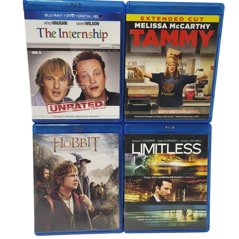 Blu-ray Movie Lot The Internship Tammy The Hobbit Limitless 4 Film Bundle*
